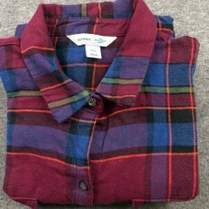 Old Navy The Boyfriend Shirt XXL Blue Red Plaid Flannel *READ*